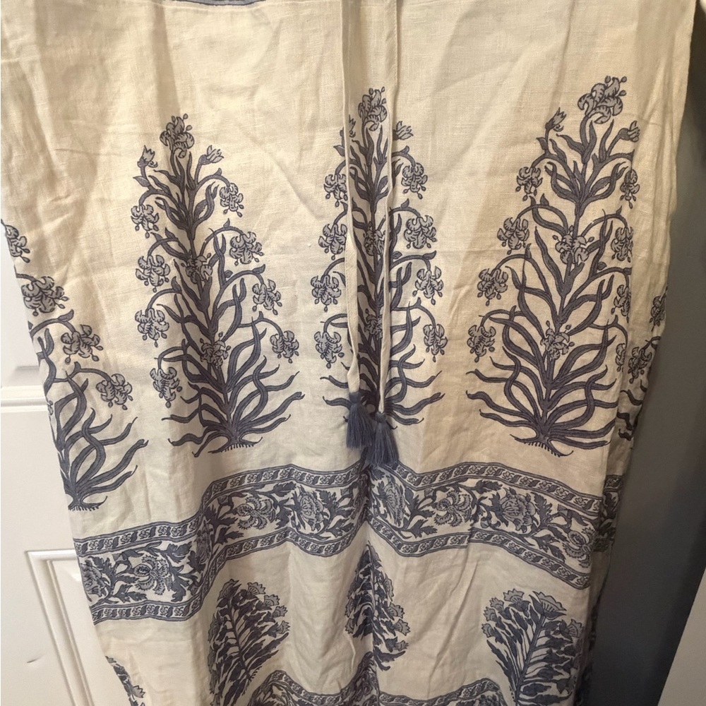 Spartina 449 Kennedy Shirt Dress Pepper Hall Woodblock Floral M Cornflower Blue - Picture 7 of 7